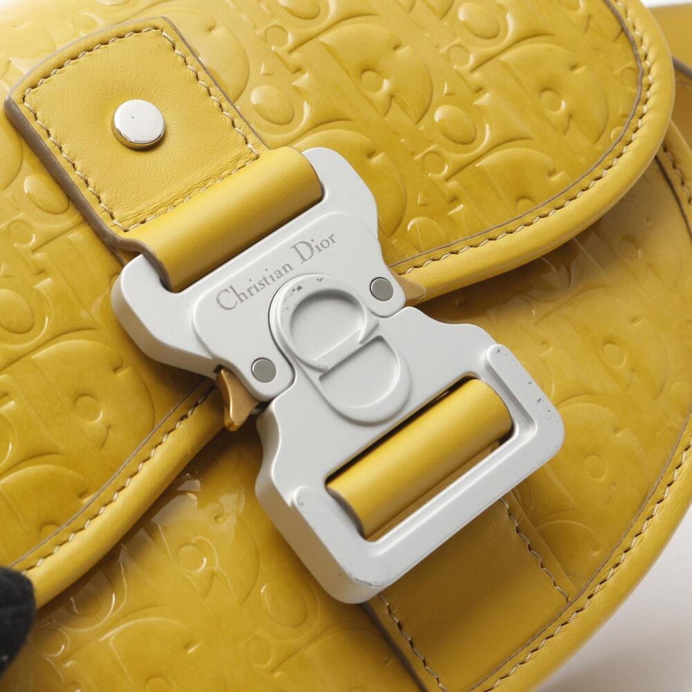 CHRISTIAN DIOR Yellow Leather Shoulder Bag - Picture 8 of 9